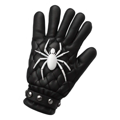 spider black studded leather glove with a face sticker