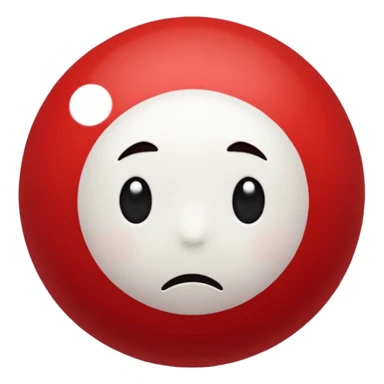 Little red ball with sad face with text: pallina sticker