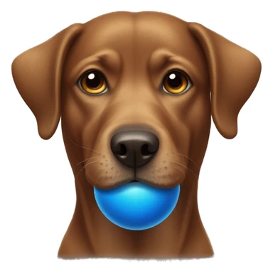 brown dog holding blue ball in mouth sticker