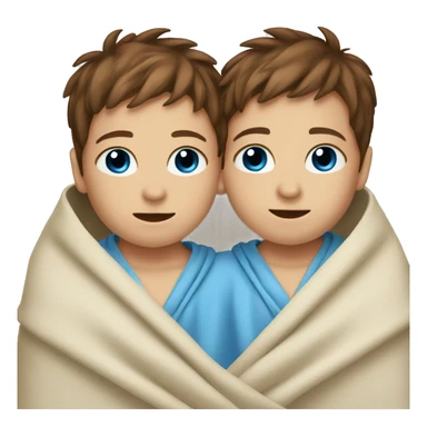 Twin baby boys brown hair blue eyes wrapped in a blanket  sticker