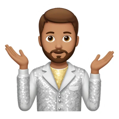 Justin Jeffre (b.1973) from 98 Degrees with brown hair and short beard, white sequin outfit sticker