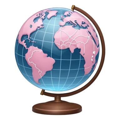 world globe with connected network, white and light pink colors sticker