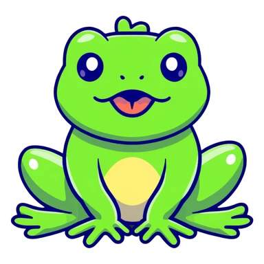 Green frog with its tongue sticking out and cross-eyed, silly expression sticker