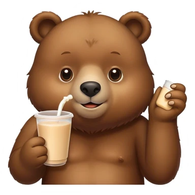 Bear with milk tea sticker