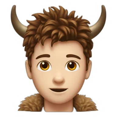White boy brunette with fluffy highland cow sticker