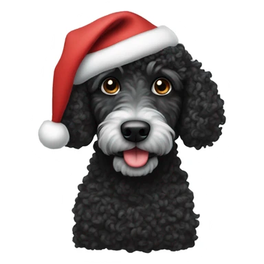 Black curly doodle with Santa hat sticker