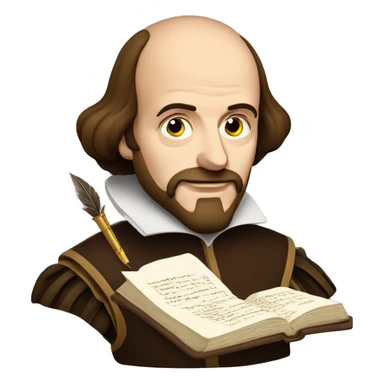 Shakespeare writing with a book and quill sticker