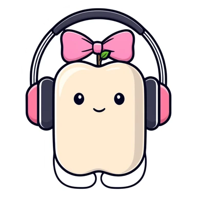 Apple headset with a pink bow tie sticker