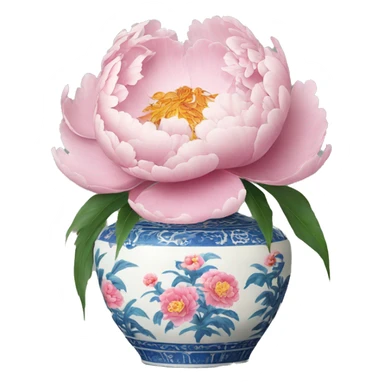 Peony in chinoiserie vase sticker