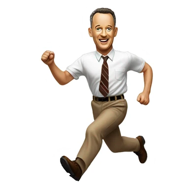 Tom Hanks as Forrest Gump running, with a large stride and arms outstretched sticker