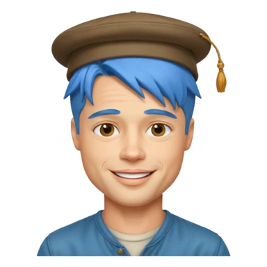 brad pitt, blue hair, hat sticker