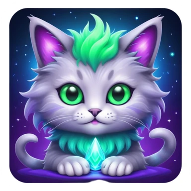 alien cat doing magic with glowing effects sticker