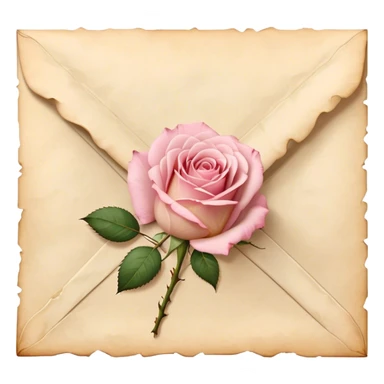 A vintage love letter sealed with golden wax, a single pale pink rose resting on top.
 sticker