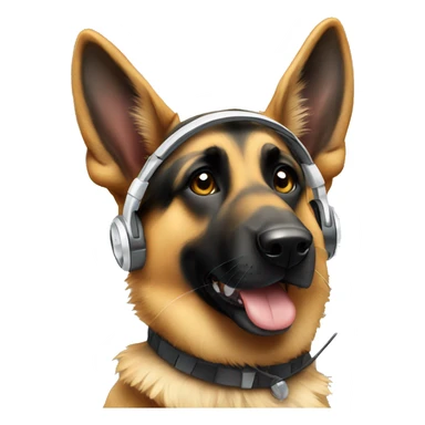 german shepherd dog wearing headphones  sticker