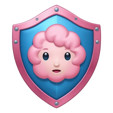 nube de estrés rosita y un escudo que representa el sistema inmune. sticker