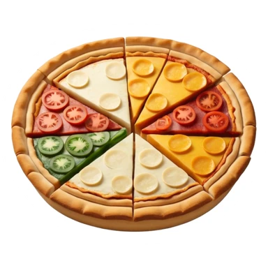 a pie chart sitting on top of a pizza  which has no other toppings sticker