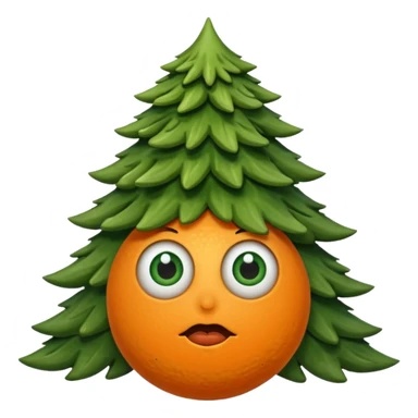 sapin avec deux gros yeux orange, pas de bouche sticker