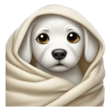 mini white puppy wrapped up in blanket  sticker
