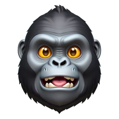 Cinematic Comical Gorilla Portrait Emoji, Head tilted dramatically with an exaggeratedly shocked expression, featuring a robust build with wide, comically expressive eyes full of humorous disbelief, Simplified yet hilariously expressive features, highly detailed, glowing with a slightly sassy jungle glow, high shine, dramatic yet playful, stylized with an air of quirky primate attitude, soft glowing outline, capturing the essence of a meme-worthy gorilla that appears ready to side-eye its way into viral fame! sticker