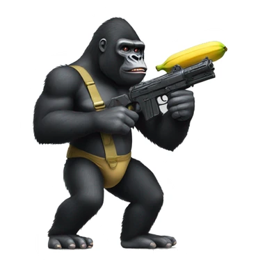 a gorilla in a war with a banana gun sticker