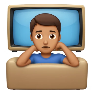 bored man watching television sticker
