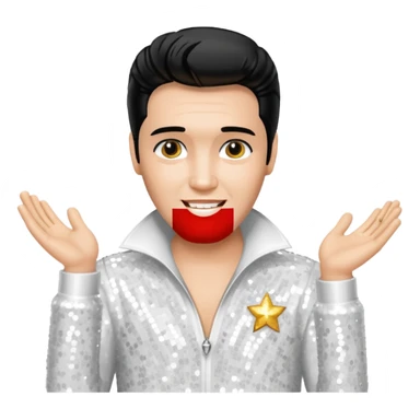 Elvis Presley with white sequin outfit sticker