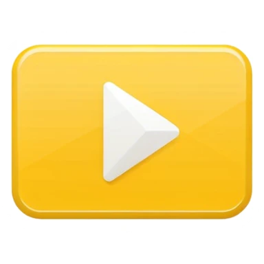single yellow rectangular play button (video symbol), centered white play icon inside, flat vector style, clean minimal design, isolated on white background, no text, no watermark --ar 16:9 --v 6
 sticker