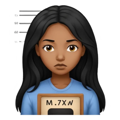 sad black prisoner long haired woman mug shot with bg no cup no mug sticker