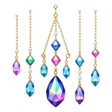 Iridescent big giant glistening glossy sparkly shiny glittery hanging crystals pearls and beads and gemstones decorations sticker