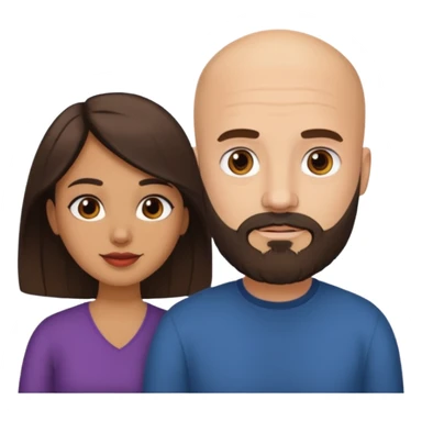 Man beard bald white woman medium hair brown latina sticker