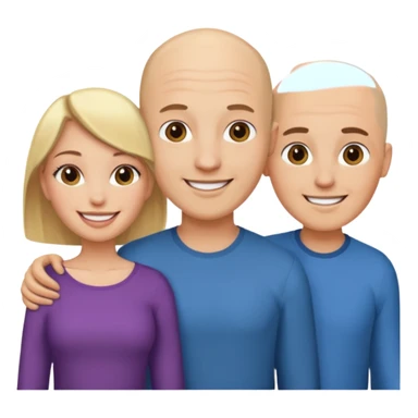 throuple blonde brunette females bald male sticker