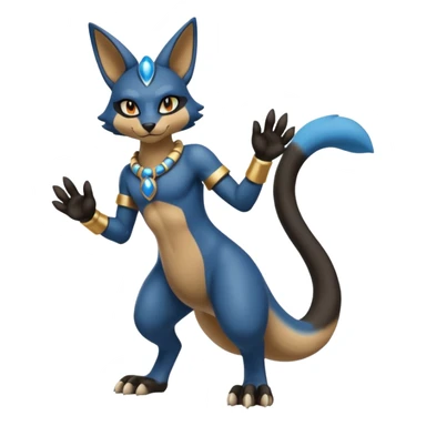Lucario-Bastet-Fakémon-hybrid-creature (full body)  sticker