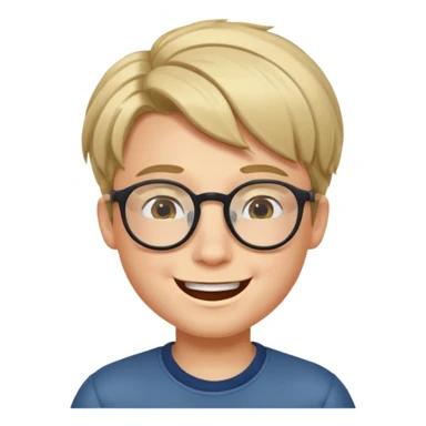 un ragazzo con gli occhiali e capelli al lato che fa l'occhiolino ed è felice sticker