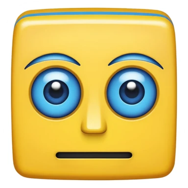 geometery dash square yellow body blue face square mouth and eyes sticker