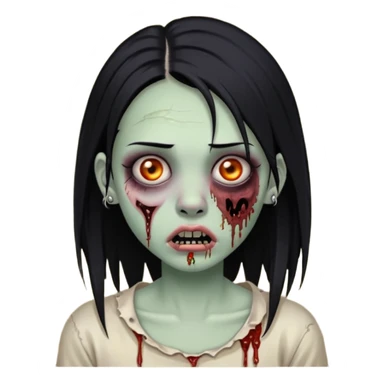 Zombie girl with a septum piercing black hair sticker