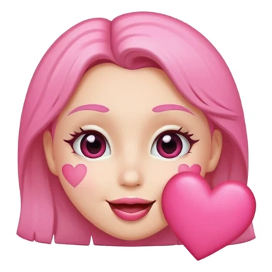 Kiss face with pink heart sticker