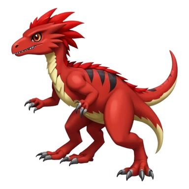 Dark Furry feather-mane Cool Edgy shiny Digimon-Fakemon-Guilmon-Velociraptor-Dinosaur-Drake full body    sticker