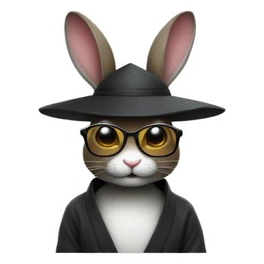 A ninja rabbit with glasses and vietnamese hat sticker
