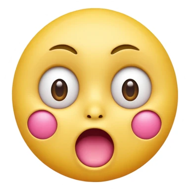 A 3D glossy yellow emoji face with a horrified expression, only large wide-open eyes, wide-open mouth, raised eyebrows, no nose, no ears, hands against its pink cheeks, vector style, black background, high quality, soft studio lighting sticker