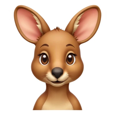 Cinematic Realistic Cute Kangaroo Portrait Emoji, Head tilted playfully and inquisitively, featuring a compact, agile build with soft, warm tawny fur and a characteristically endearing face with bright, curious eyes and perky ears, rendered with lifelike detail and natural highlights, high shine, affectionate and spirited, styled with a touch of outback whimsy, soft glowing outline, capturing the essence of a mischievous yet lovable kangaroo that seems poised to hop playfully into your arms! sticker