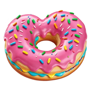 Realistic isolated heart shaped donut with pale pink frosting. sticker