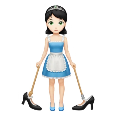 King, black hair, body, legst, blue eyes, shoes, maid blonde hair, green eyes, sexy short sleveless White dress, shoes sticker