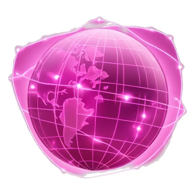 Pink and light pink, sparkly connected fiber optic, network, world globe   sticker