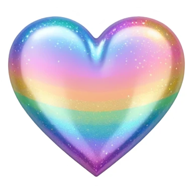 glitter heart with pastel rainbow colors sticker