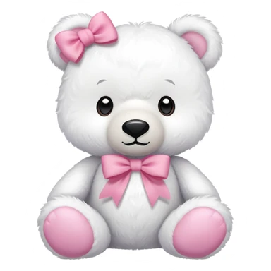 white bear stuffed animal with a pink bow sticker