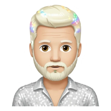 Justin Jeffre (b.1973) from 98 Degrees with platinum blonde hair and beard beard, white sequin outfit sticker