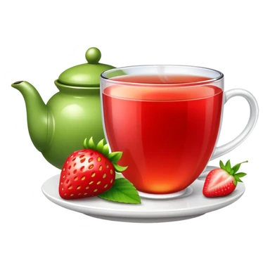 strawberry and a cup of green tea together sticker