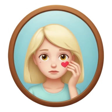 thoughtful tired woman looking in the mirror, gentle pastel tones, soft lighting, emoji style, symbolizes fatigue not ageing без кружка  sticker