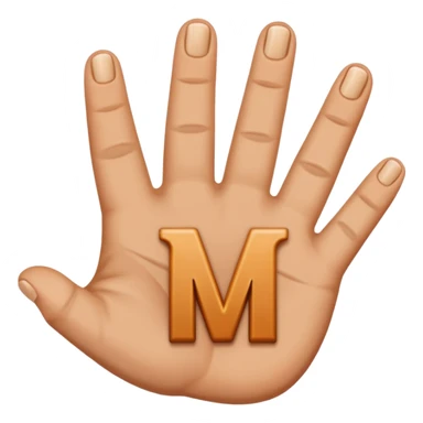 Create downwards facing hand gesture fingers shaped in letter M sticker