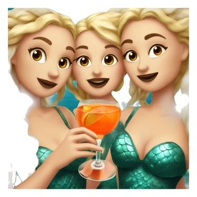 Three beautiful mermaids drinking aperol  sticker